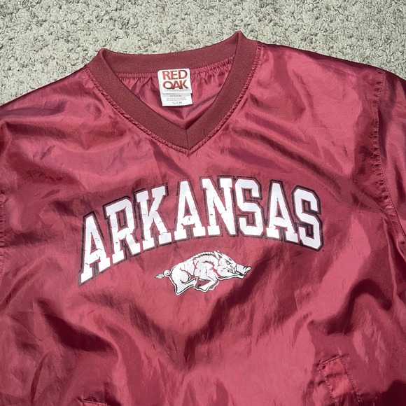Other - Arkansas Razorbacks Red Oak Mens Size S Red V Neck Pullover Windbreaker Jacket